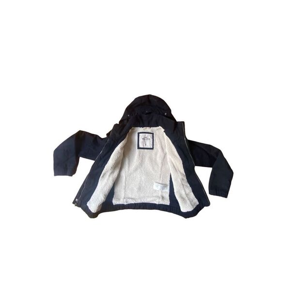 Hollister Black Sherpa Lined Full Zip Coat Toddle Wooden Buttons Medium - Picture 6 of 6